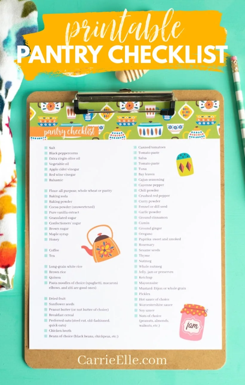 Printable Pantry Checklist CarrieElle.com