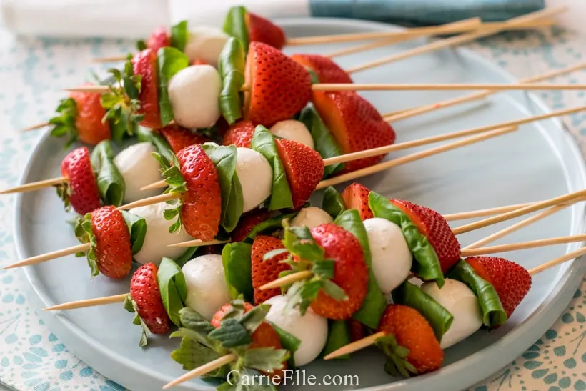 Strawberry Caprese Skewers CarrieElle.com