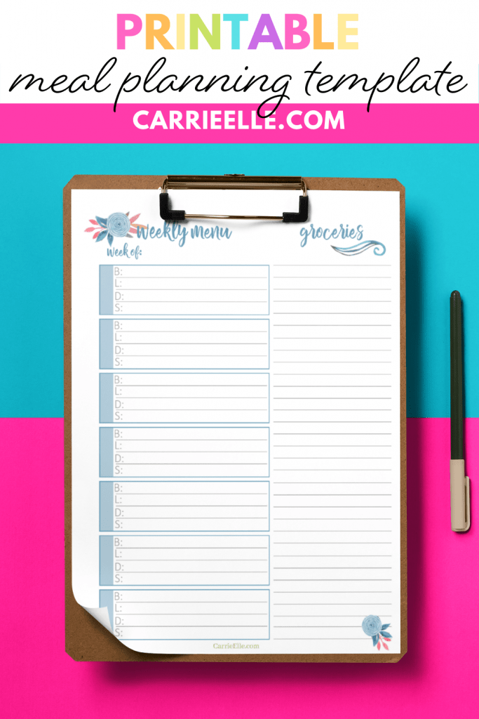 Printable Meal Planning Template for Breakfast, Lunch, and Dinner ...