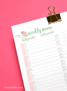 Printable Weight Watchers Weekly Meal Planner - Carrie Elle
