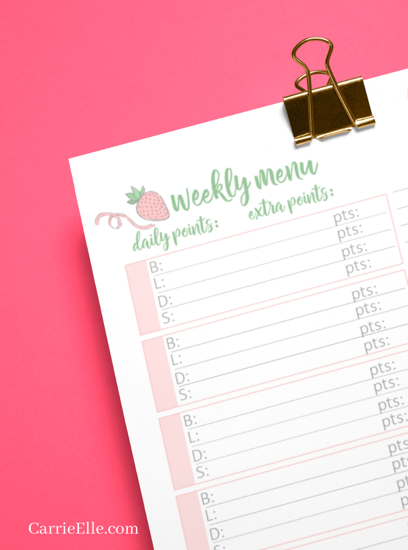 Printable Weight Watchers Weekly Meal Planner - Carrie Elle