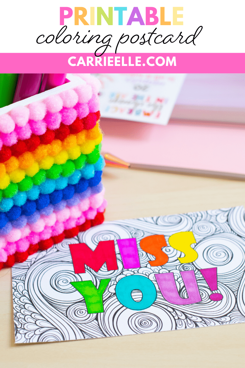 Printable Coloring I Miss You Postcard