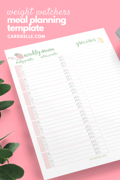 Printable Weight Watchers Weekly Meal Planner - Carrie Elle