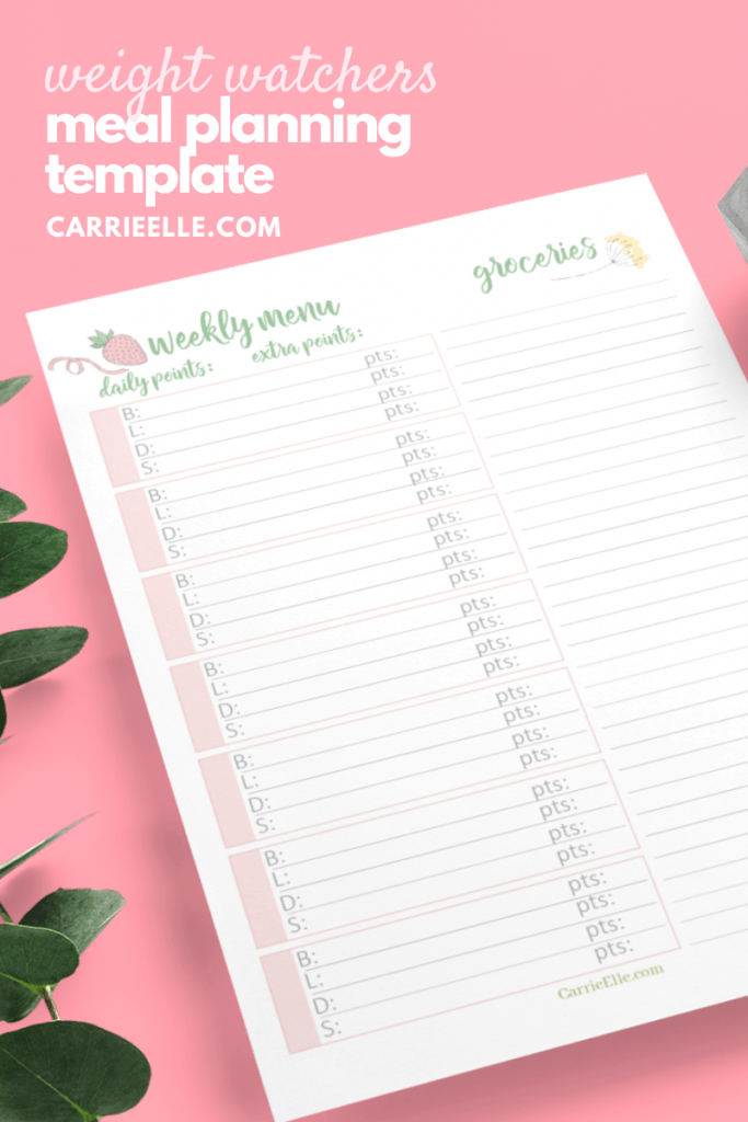 Weight Watchers Weekly Meal Planner Printable - CarrieElle