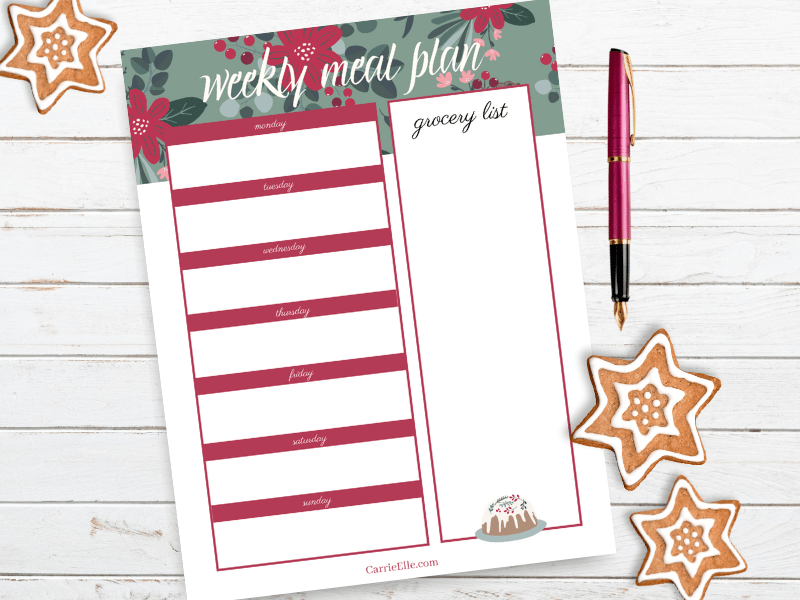 Cute and Simple Printable Christmas Meal Planner