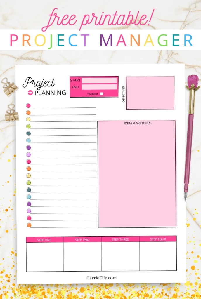 This gorgeous printable rainbow project planner is useful, cute, and simple to print at home. If you need a way to keep things organized and on track, try this simple printable project planner! 