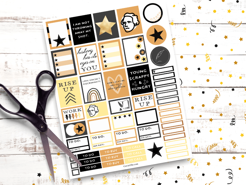 For the Hamilton obsessed I have a special treat...Printable Hamilton planner stickers! These adorable stickers are great for anyone who likes Hamilton and since it's a free printable you never have to stop making Hamilton themed spreads in your planner. 