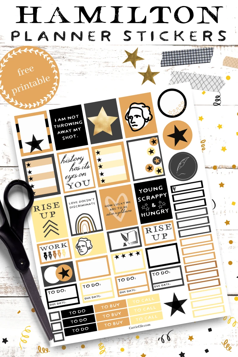 For the Hamilton obsessed I have a special treat...Printable Hamilton planner stickers! These adorable stickers are great for anyone who likes Hamilton and since it's a free printable you never have to stop making Hamilton themed spreads in your planner.