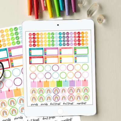 Looking for functional digital planner stickers?! You've got it! Today I'm sharing my printable rainbow planner stickers which are also digital rainbow planner stickers.