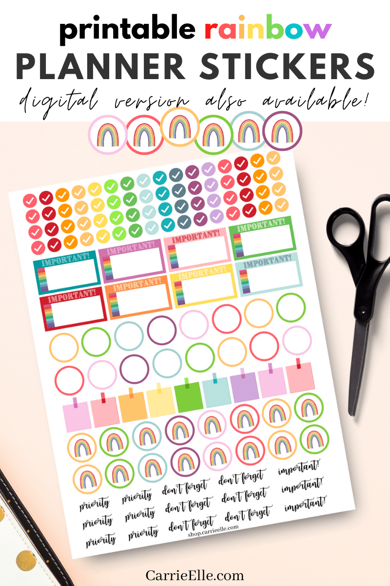 Looking for functional digital planner stickers?! You've got it! Today I'm sharing my printable rainbow planner stickers which are also digital rainbow planner stickers.