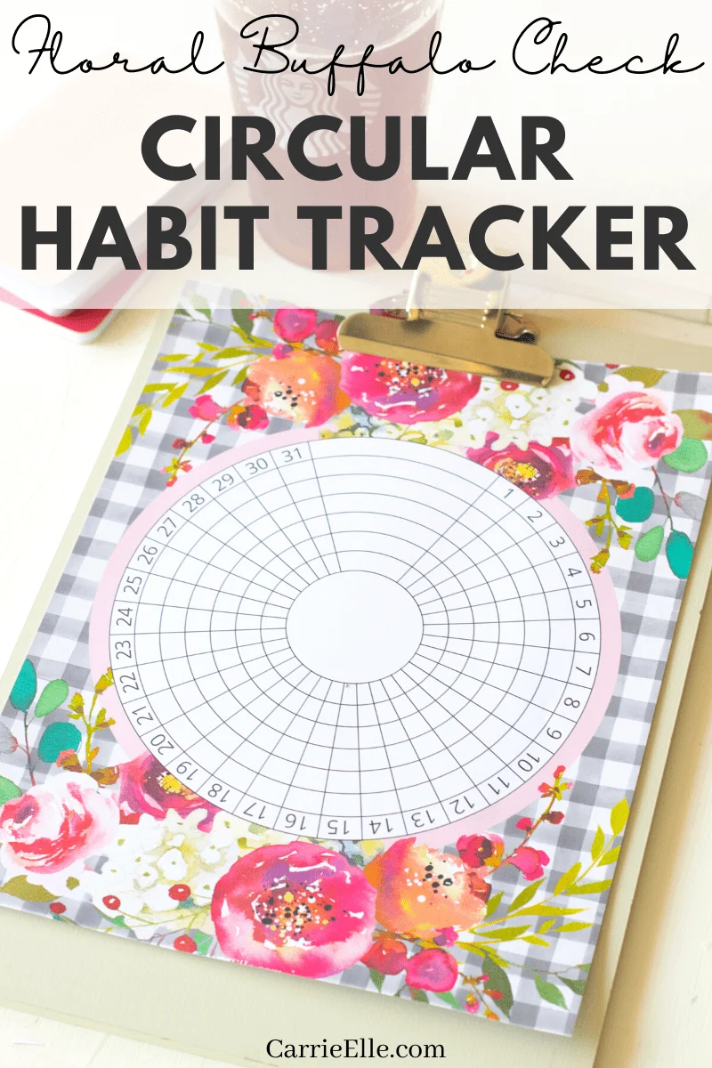 This fun floral buffalo check circular habit tracker is great for keeping track of your progress on multiple tasks, habits, and goals. You can use this floral habit tracker to turn those goals into reality! 