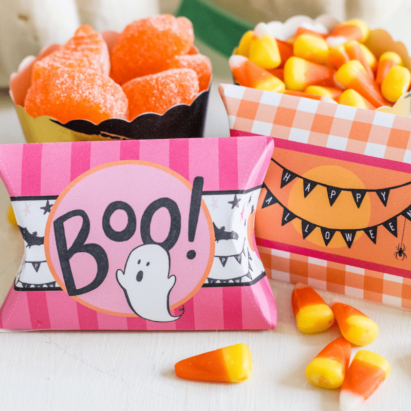 Free Printable Pink Halloween Pillow Boxes for Treats