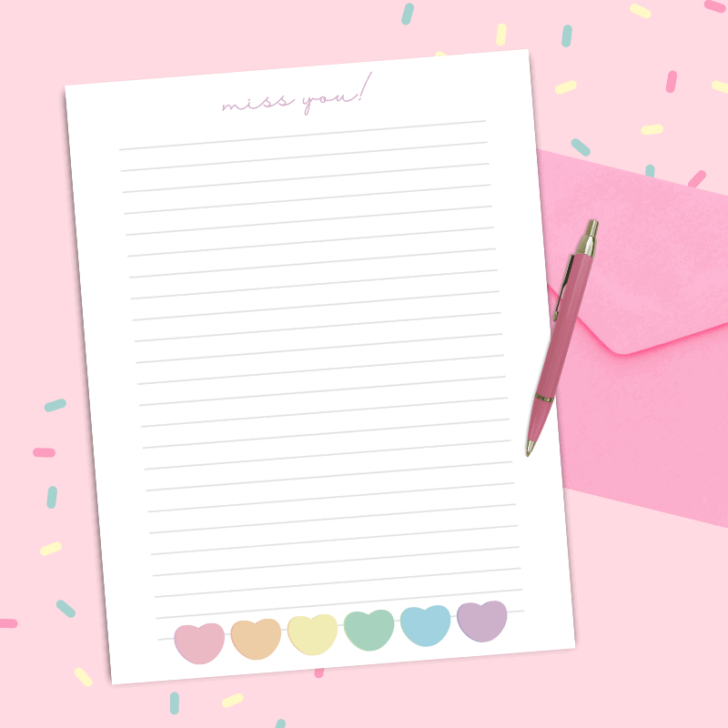 Printable Valentine's Day Candy Hearts Stationery - Carrie Elle