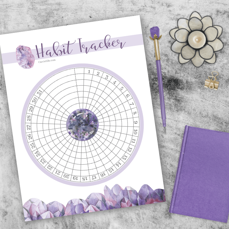 Free Printable Crystal Circular Habit Tracker | 8.5×11 | Classic Happy Planner