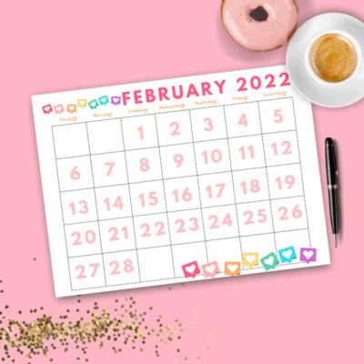 Printable Dated February 2022 Calendar