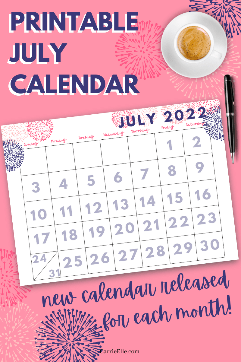 Printable Calendar Of July