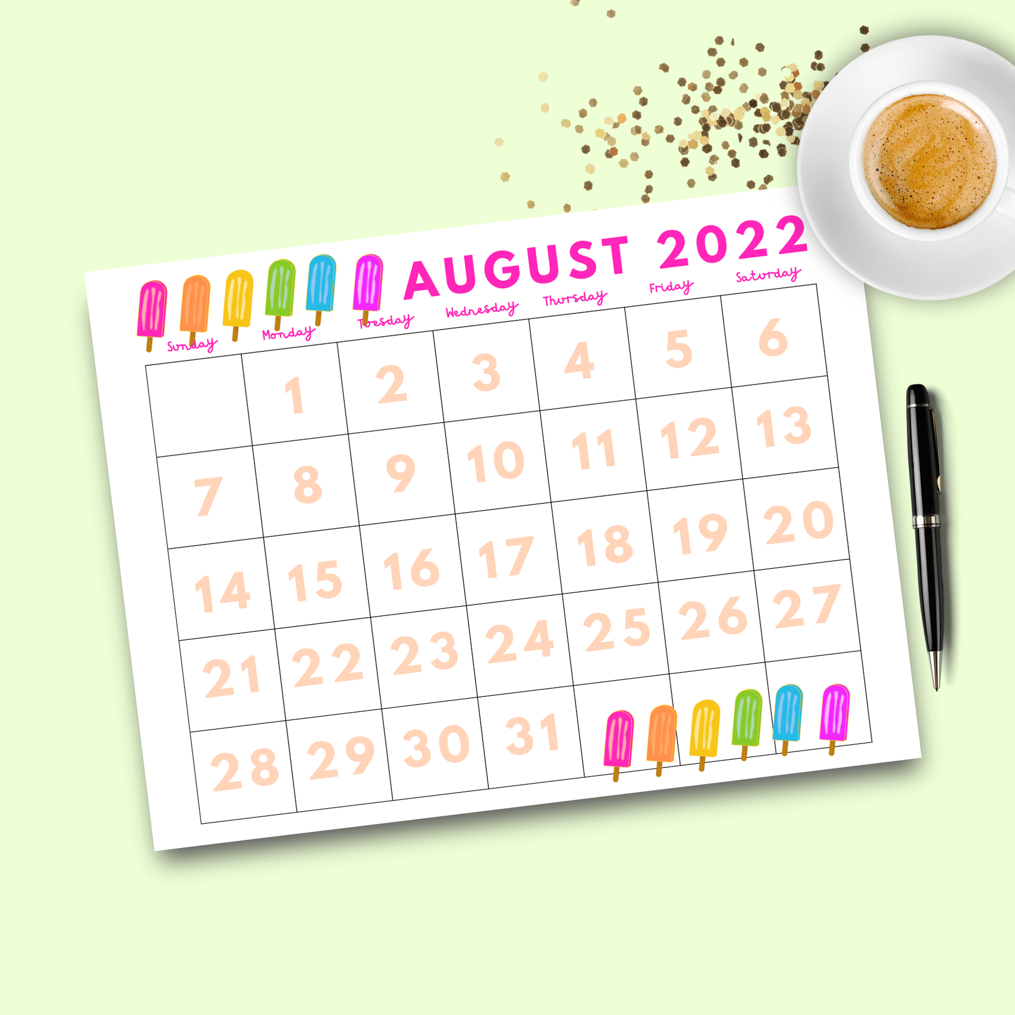 Printable Dated August 2022 Calendar