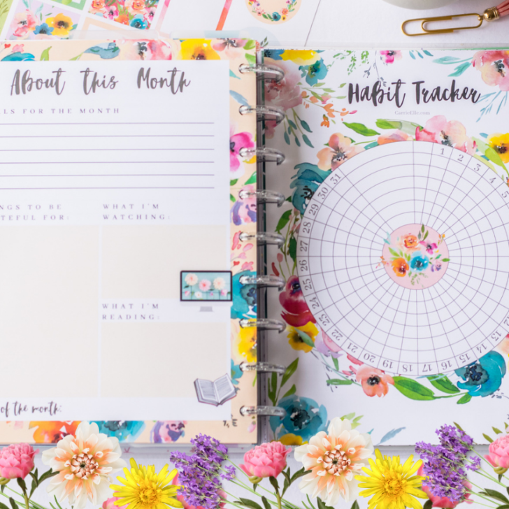 Free Printable Inserts for Happy Planner - Floral Pastel - Carrie Elle
