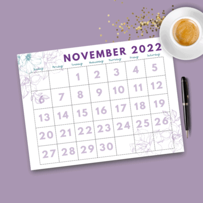 Printable Dated November 2022 Calendar