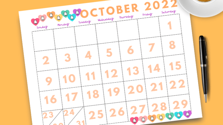 Printable Dated October 2022 Calendar