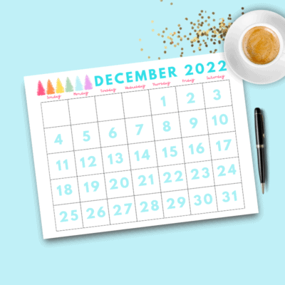 Printable December Dated 2022 Calendar
