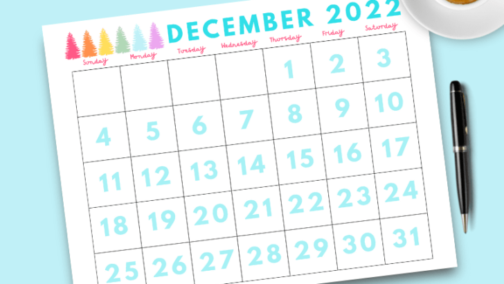 Printable December Dated 2022 Calendar