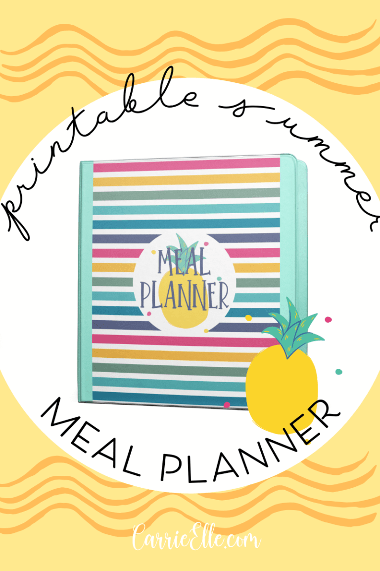 Free Printable Summer Meal Planner Binder | Colorful Rainbow Pineapple ...