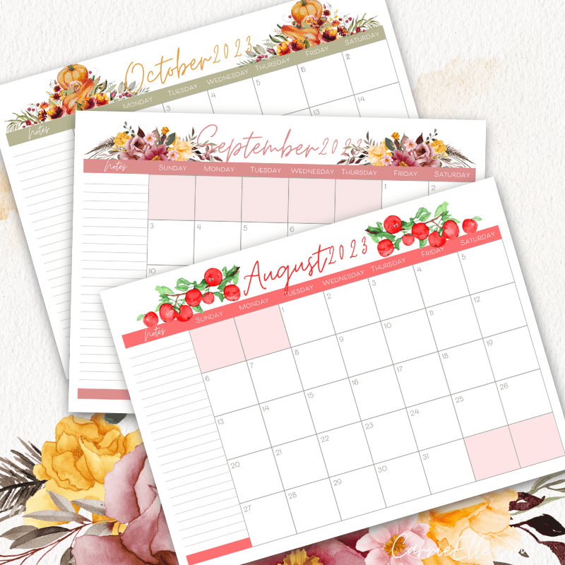 Free Printable 2023 Floral Calendar