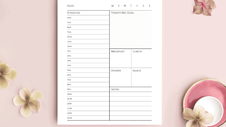 Printable Daily Planner {Black & White, Printer-Friendly, Hourly}