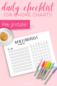 Printable Daily Checklist/Chore Chart (Printer-Friendly, Black and ...