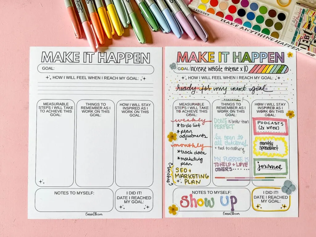 Free Printable Goal Setting Vision Board Template - Carrie Elle