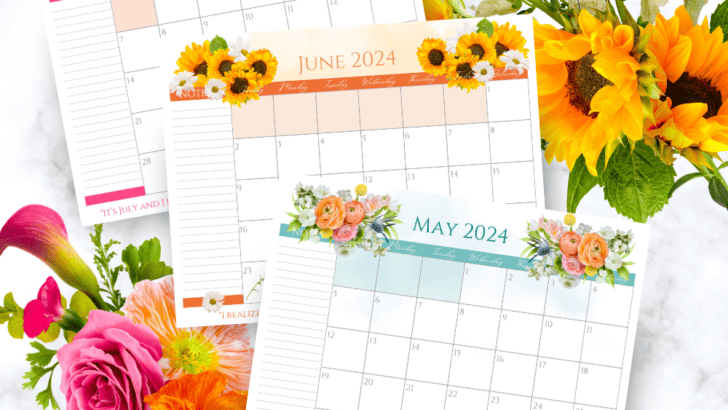 Free Printable 2024 Floral Calendar