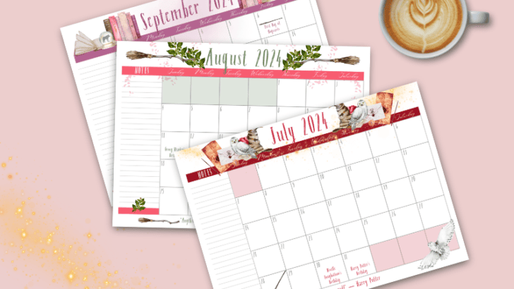 Free Printable 2024 Wizard Magic Harry Potter-Inspired Calendar