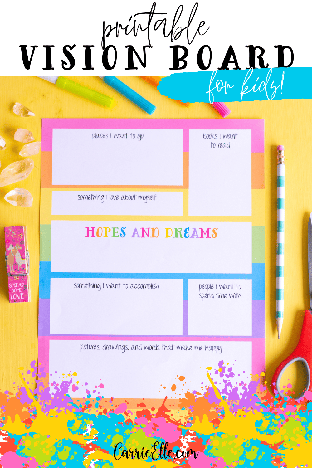 Printable Vision Board Template for Kids - Carrie Elle