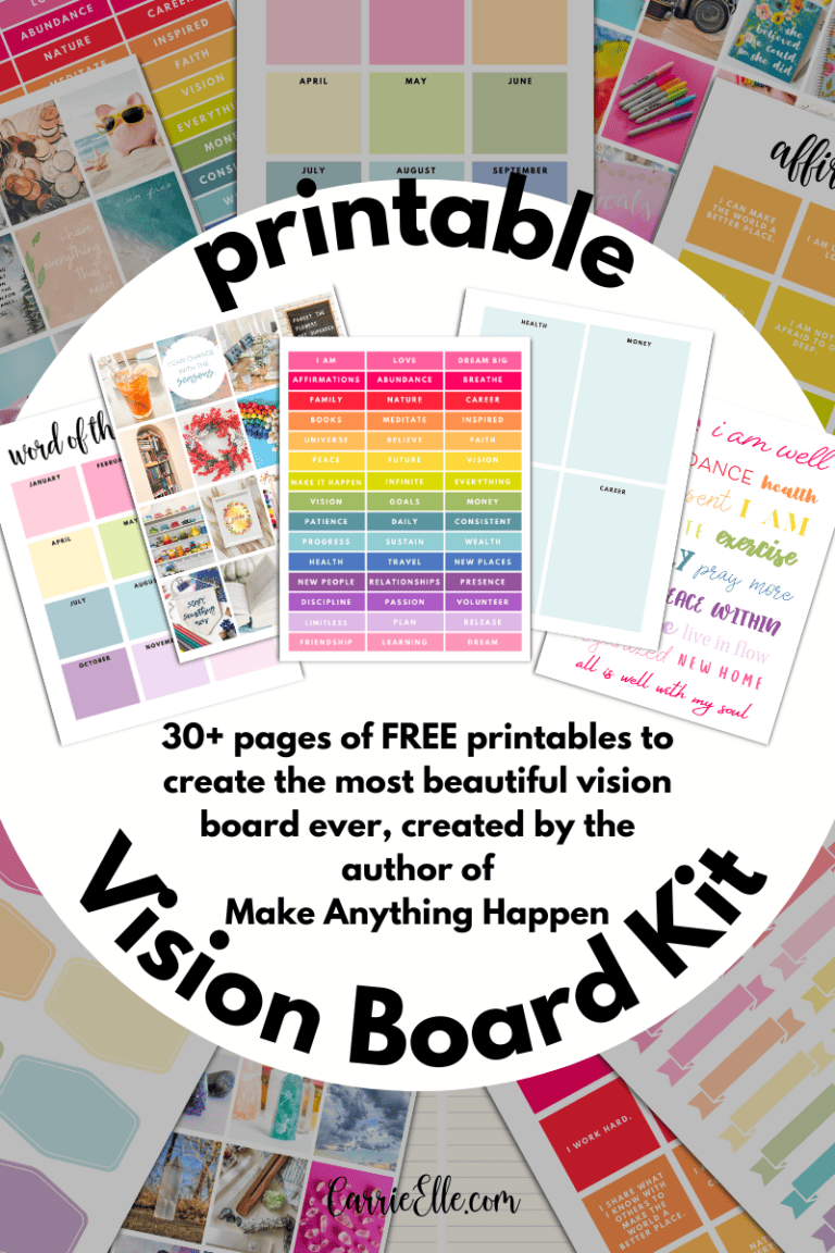 The Ultimate Free Printable Vision Board Kit in Bright Rainbow Colors ...