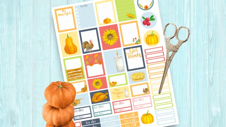 Printable Colorful Thanksgiving Planner Stickers