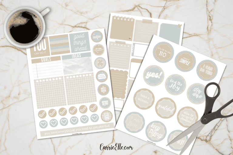 Aesthetic Printable Neutral Vision Board Stickers - Carrie Elle