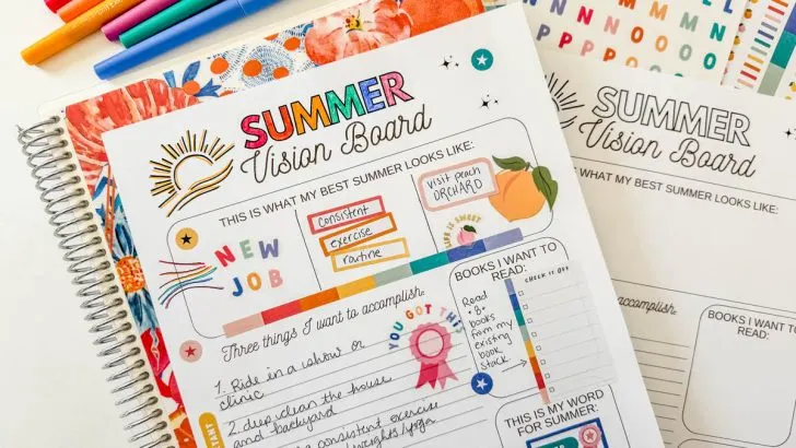 Design Your Dream Summer: Printable Summer Vision Board Template