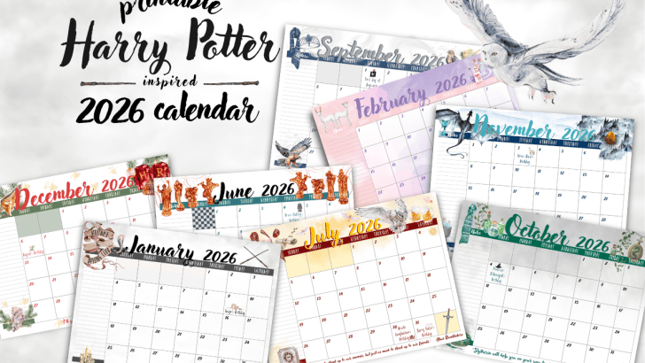 Free Printable 2026 Harry Potter-Inspired Calendar (Wizard Magic for Every Month!)