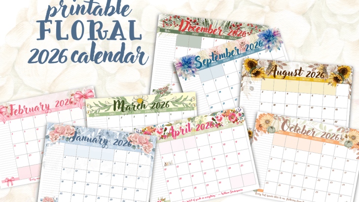 Free Printable 2026 Floral Calendar - Carrie Elle