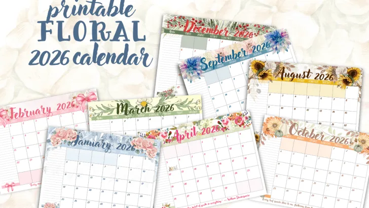 Free Printable 2026 Floral Calendar